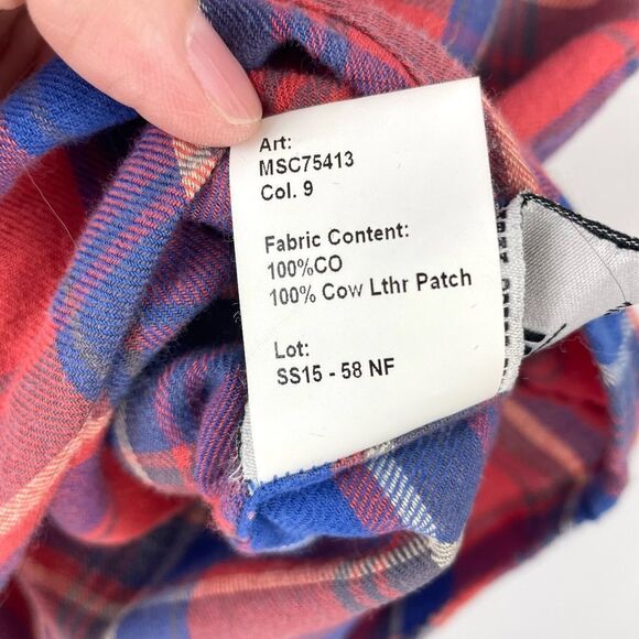 R13 Red Short Sleeved Flannel Plaid Shirt Size M (like Fear of God) - Picture 8 of 10